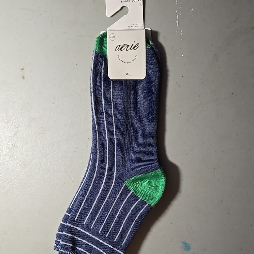 Aerie Navy and Green Striped Men's Socks